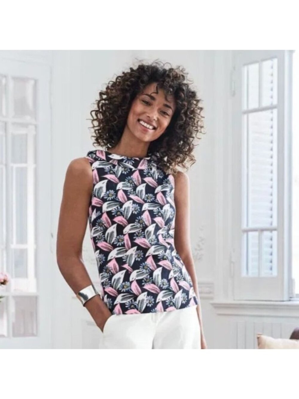 Boden Martha Sleeveless Lined Floral Top 8